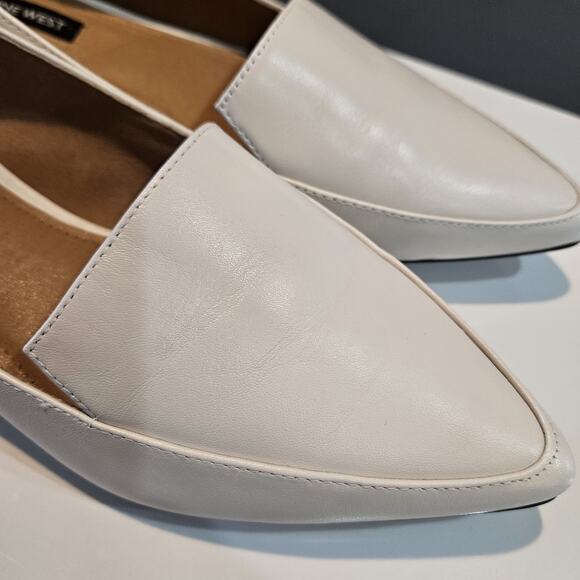 Nine West Womens 9M Flats Loafers Pointed Toe Cream Ivory Leather Upper - Picture 5 of 10